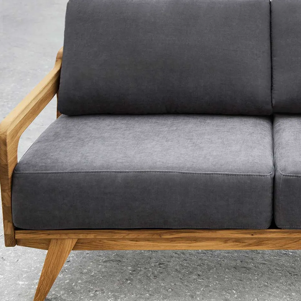 Hellgraues Stoff Sofa mit Wildeiche Gestell - Hardus