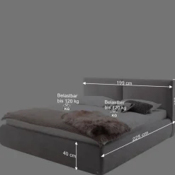 Hellgraues 180x200 Bett inklusive Matratzen - Atlona