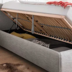 Hellgraues 180x200 Bett inklusive Matratzen - Atlona