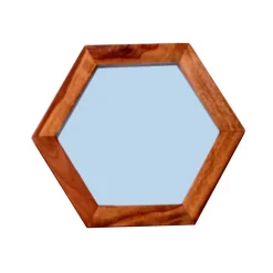 Hexagon Spiegel mit Holzrahmen - Mendoza