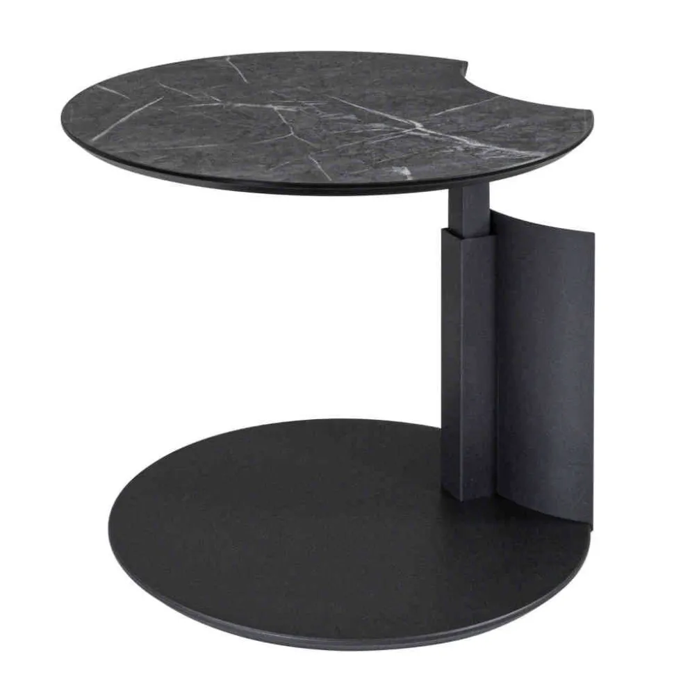Höhenverstellbarer Beistelltisch in Marmor Optik Anthrazit - Holdin