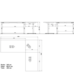 Höhenverstellbarer Eckschreibtisch in Weiß - Sparkle