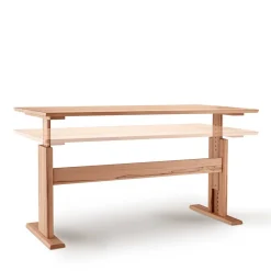 Höhenverstellbarer Holz-Schreibtisch aus Kernbuche - Senklas