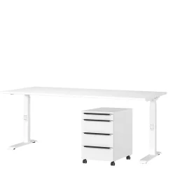 Höhenverstellbarer Officetisch in Weiß - Sparkle (zweiteilig)