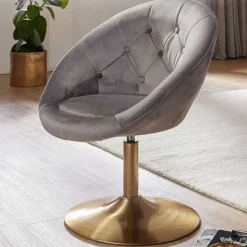 Höhenverstellbarer Samtsessel in Grau - Ashesha