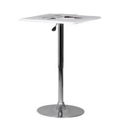 Höhenverstellbarer Stehtisch mit Kunstleder Weiß - Silja