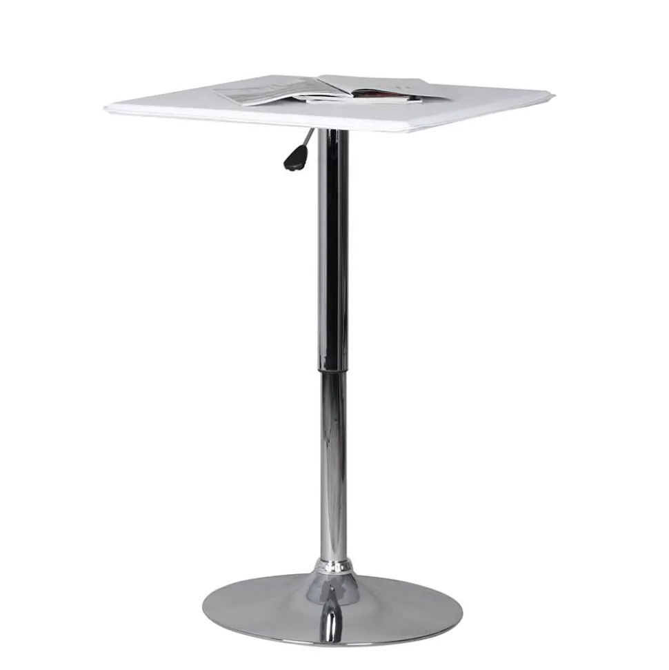 Höhenverstellbarer Stehtisch mit Kunstleder Weiß - Silja