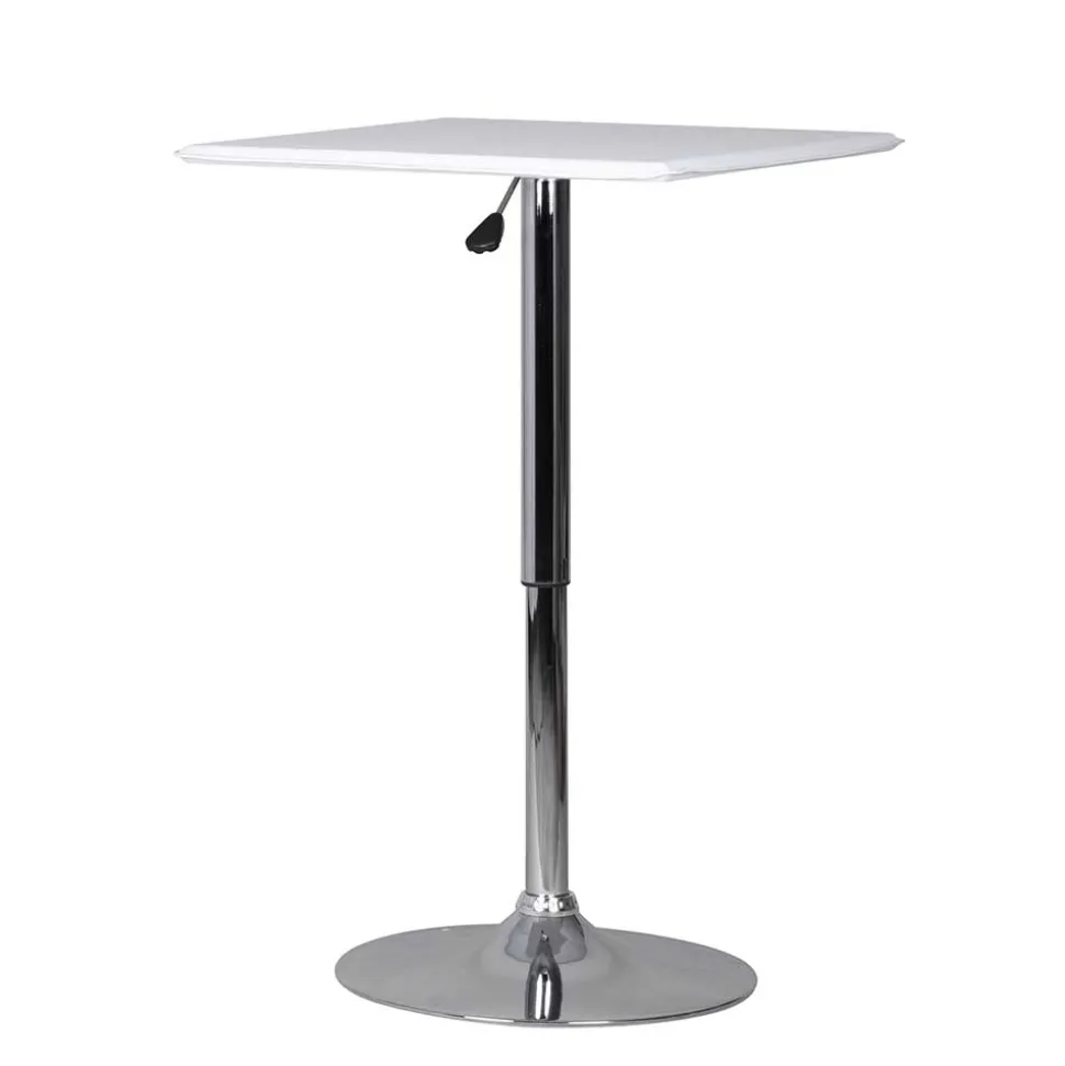 Höhenverstellbarer Stehtisch mit Kunstleder Weiß - Silja