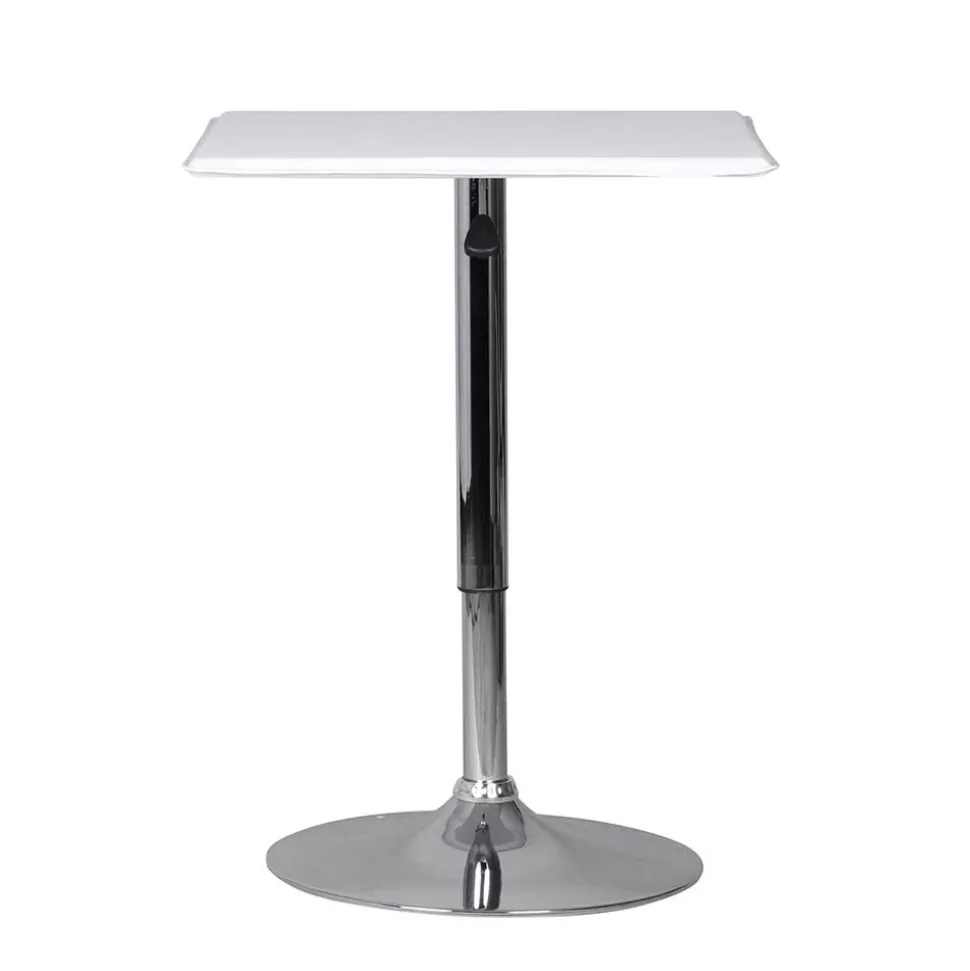 Höhenverstellbarer Stehtisch mit Kunstleder Weiß - Silja