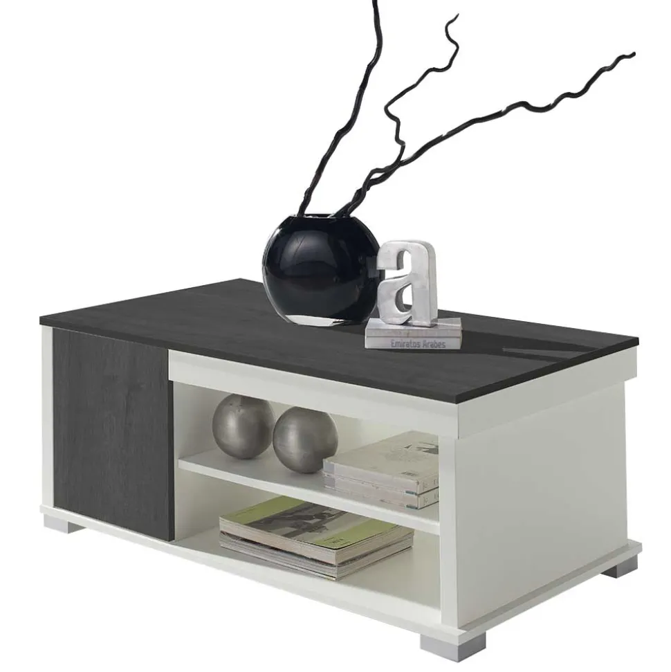 Höhenverstellbarer Wohnzimmer Tisch in Schwarzgrau & Weiß - Zartos