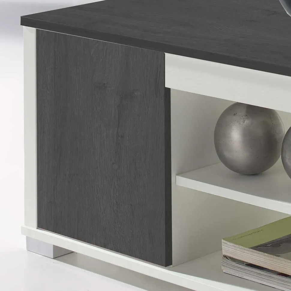 Höhenverstellbarer Wohnzimmer Tisch in Schwarzgrau & Weiß - Zartos