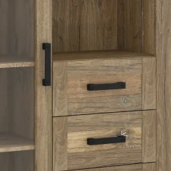 Highboard in Eiche Dunkel mit Glaseinsatz - Hilary