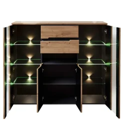 Highboard mit Glas & LED Licht - Kuetra