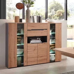 Highboard mit Glas & LED Licht - Kuetra