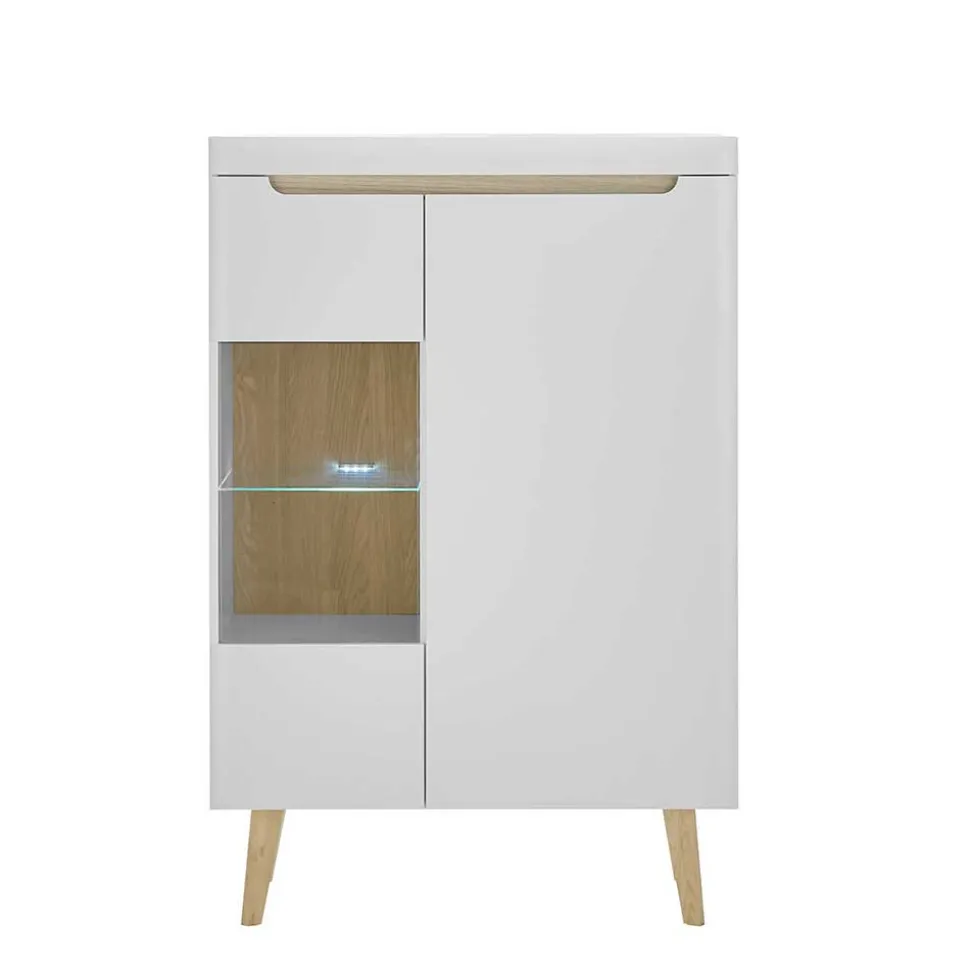 Highboard mit Glas im Skandi Design - Ginko