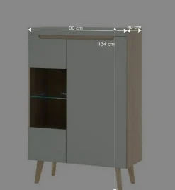 Highboard mit Glaseinsatz - Armina
