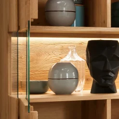 Highboard mit Glaseinsatz aus Wildeiche massiv - Millena