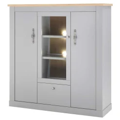 Highboard mit Glaseinsatz mit Metallgriffen - Buleta