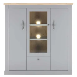 Highboard mit Glaseinsatz mit Metallgriffen - Buleta