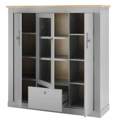 Highboard mit Glaseinsatz mit Metallgriffen - Buleta