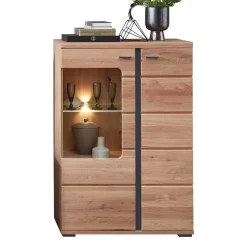 Highboard mit Glaseinsatz und LED Beleuchtung - Latenda