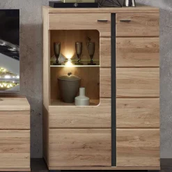 Highboard mit Glaseinsatz und LED Beleuchtung - Latenda