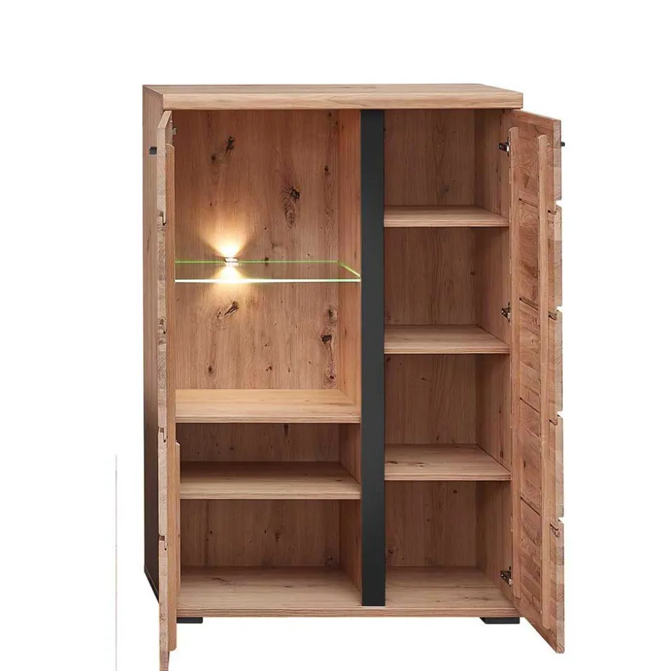 Highboard mit Glaseinsatz und LED Beleuchtung - Latenda