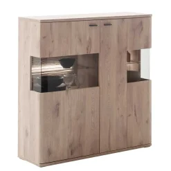 Highboard mit Glaseinsätzen 119x121x37 cm - Comrinaca