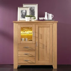 Highboard mit Glastür & Tür & drei Schubladen - Miarizia