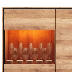 Highboard Vitrine aus Wildeiche Massivholz - Shipper
