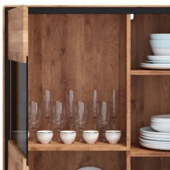 Highboard Vitrine aus Wildeiche Massivholz - Shipper