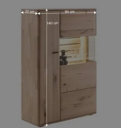 Highboard Vitrine in Asteiche Hell - Azzurian