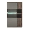 Highboard Vitrine in Eiche Dunkel & Grau - Mundo