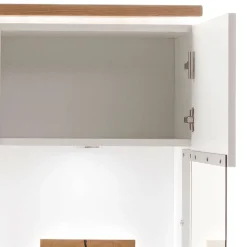Highboard Vitrine in Soft White und Wildeiche - Yordyn