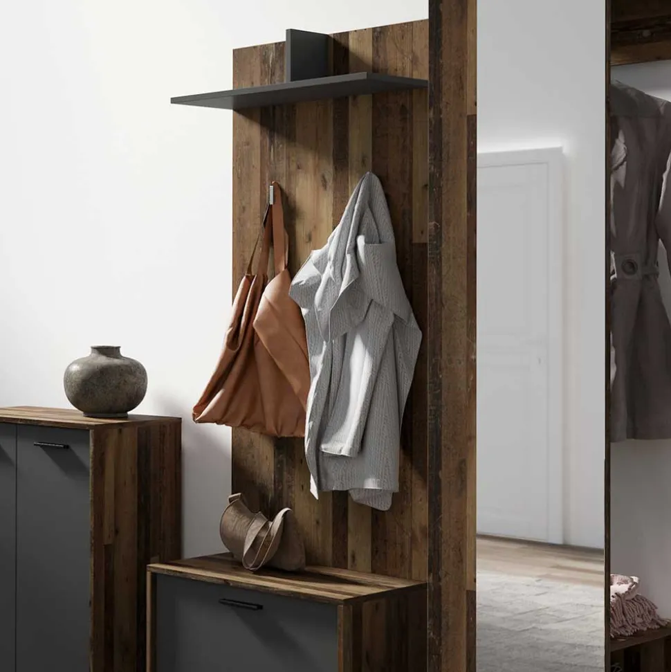 Hängegarderobe in Altholz Optik - Oktaria