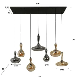 Hängelampe mit 7 verschiedenen Schirmen - Venture