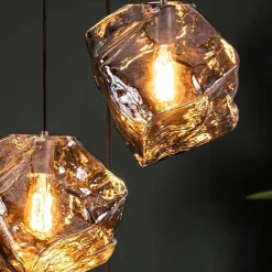 Hängeleuchte mit drei Glasschirmen in Stein Optik - Arescona