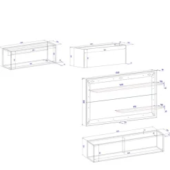 Hängende TV Anbauwand Möbelset - Ahilav (vierteilig)