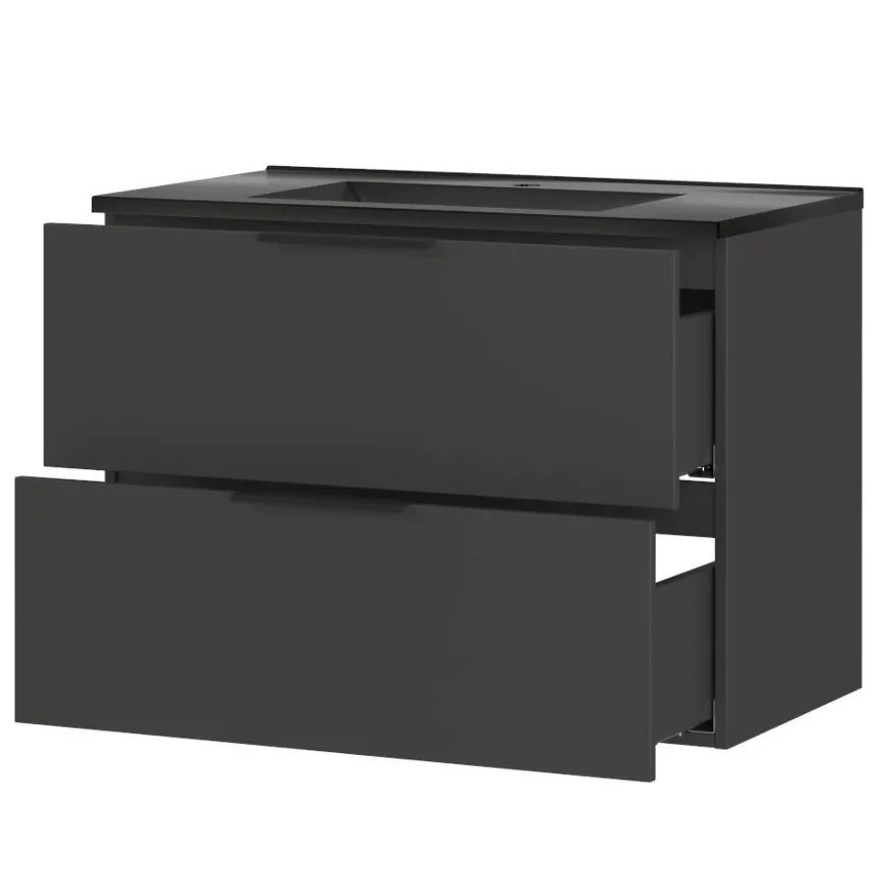 Hängender Bad-Waschtisch in Dunkelgrau - Fanito