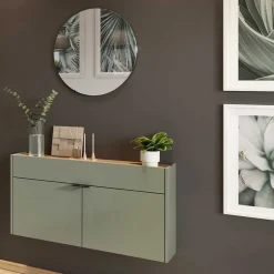 Hängender Flurschrank & runder Spiegel - Point (zweiteilig)