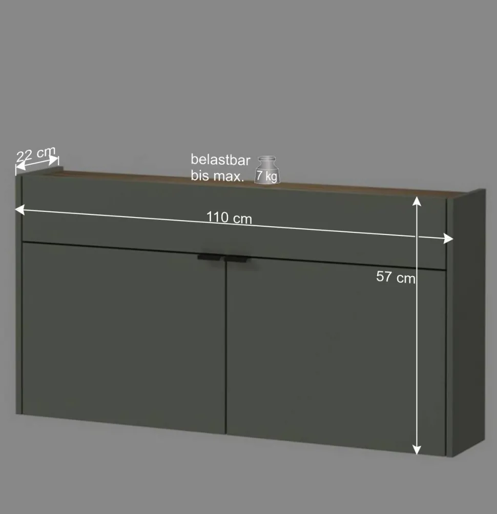 Hängender Flurschrank & runder Spiegel - Point (zweiteilig)