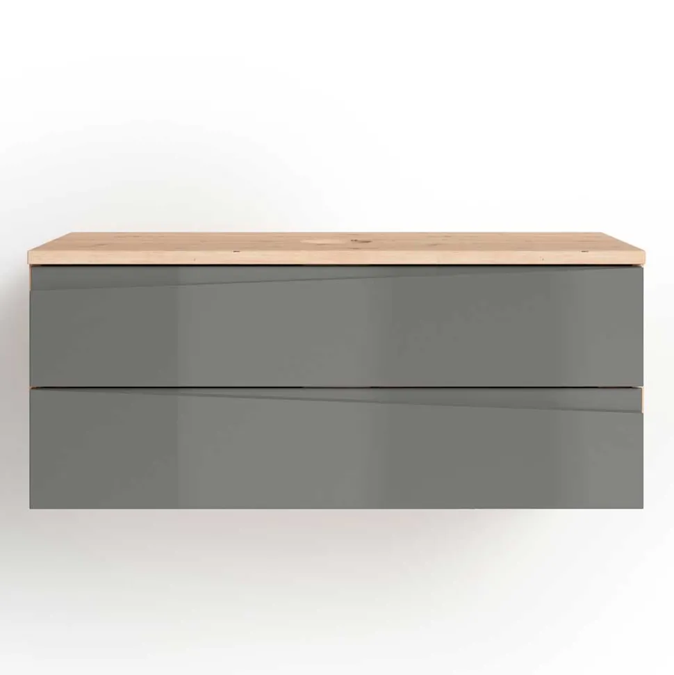 Hängender Waschtisch in Grau und Wildeichefarben - Join