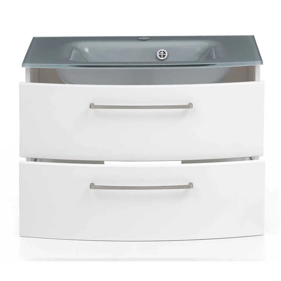 Hängender Waschtisch mit Glasbecken in Grau - Anjunica