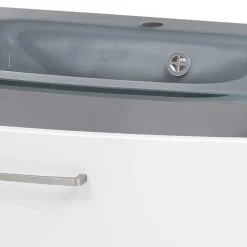 Hängender Waschtisch mit Glasbecken in Grau - Anjunica