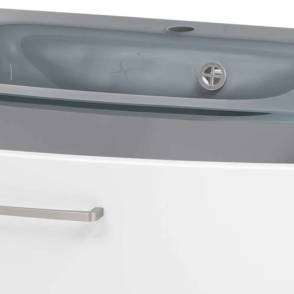 Hängender Waschtisch mit Glasbecken in Grau - Anjunica