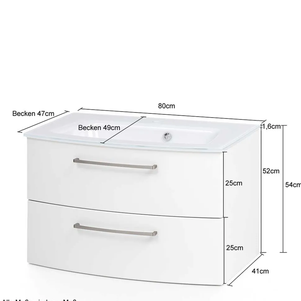 Hängender Waschtisch mit Glasbecken in Grau - Anjunica