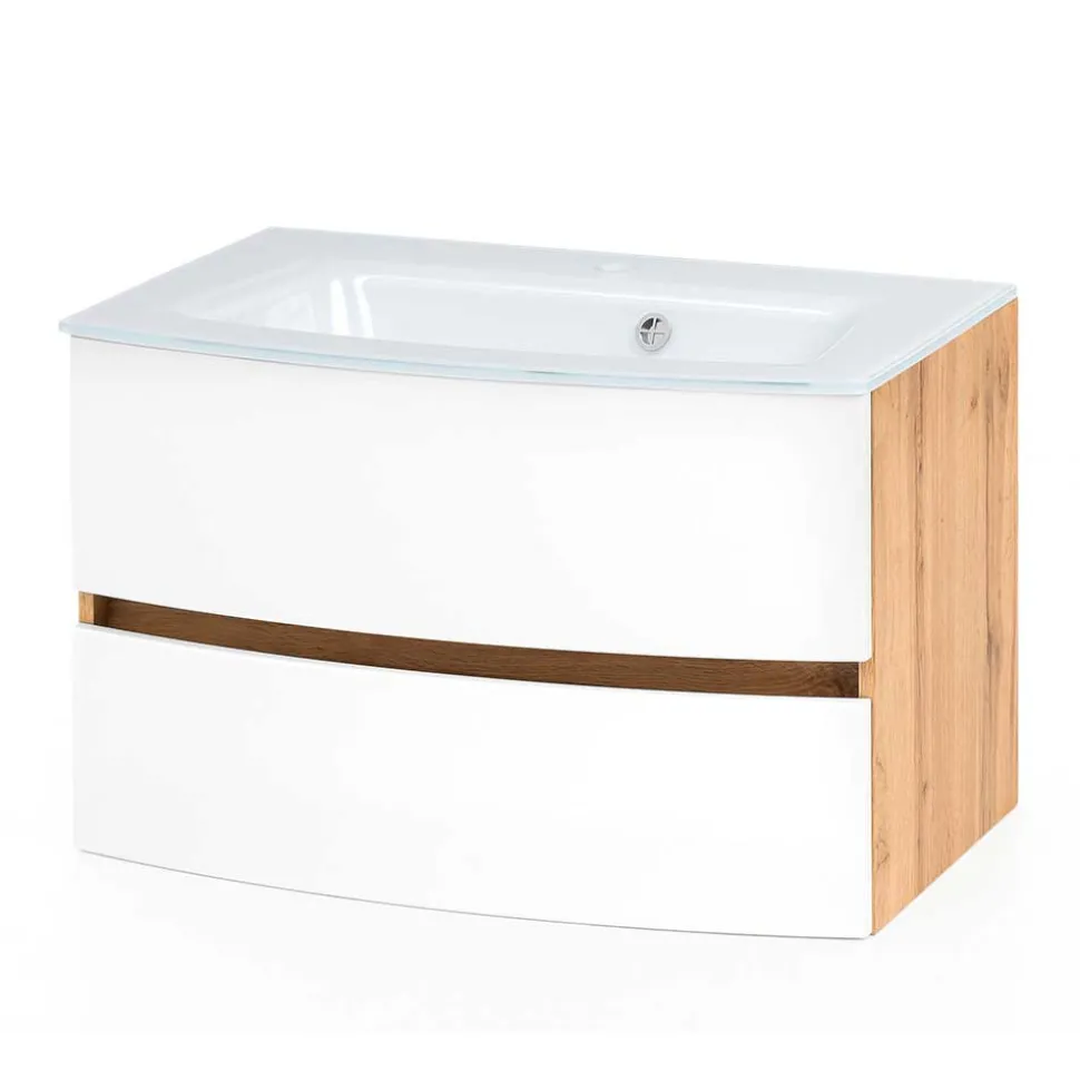Hängender Waschtisch mit Glas Waschbecken - Neuvana