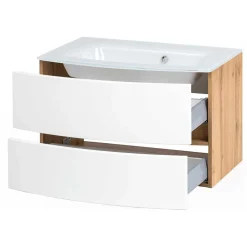 Hängender Waschtisch mit Glas Waschbecken - Neuvana