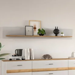 Hängeregal in Lichtgrau und Eiche Dekor - Jannios