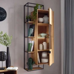 Hängeschrank mit Regal aus Wildeiche - Varzado